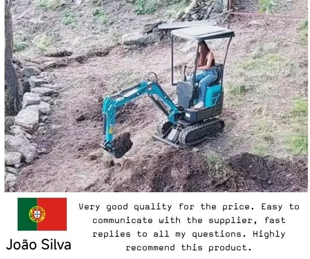 Customer testimonial from Portugal, João Silva, feedback on our mini excavator