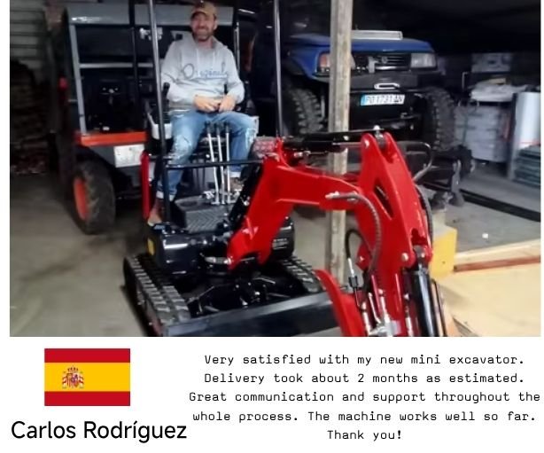 Customer testimonial from Spain, Carlos Rodríguez, feedback on our mini excavator