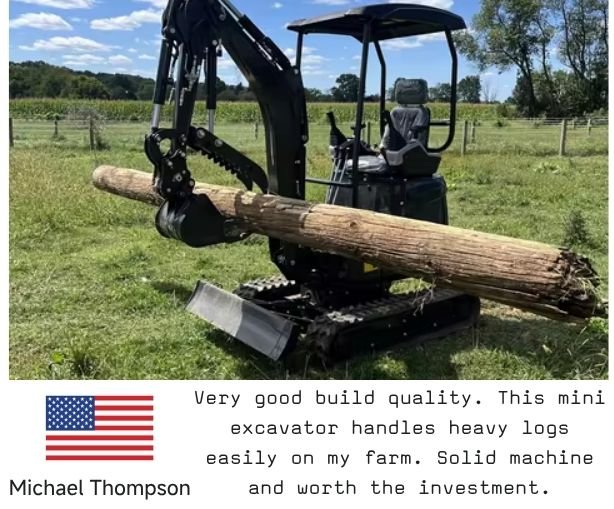Customer testimonial from United States, Michael Thompson, feedback on our mini excavator